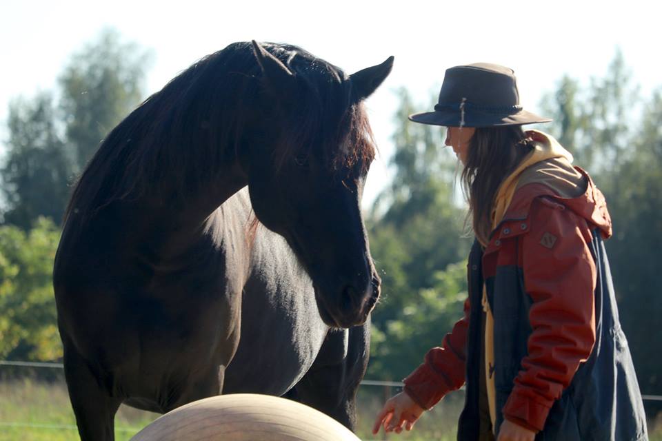 Photo of young woman with a horse